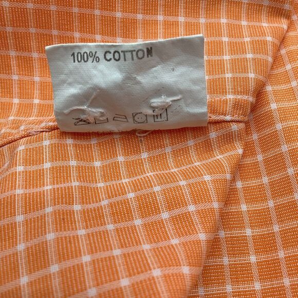 Beckett & Robb Mens Long Sleeve Button Up Shirt Orange Size Large - Picture 6 of 6